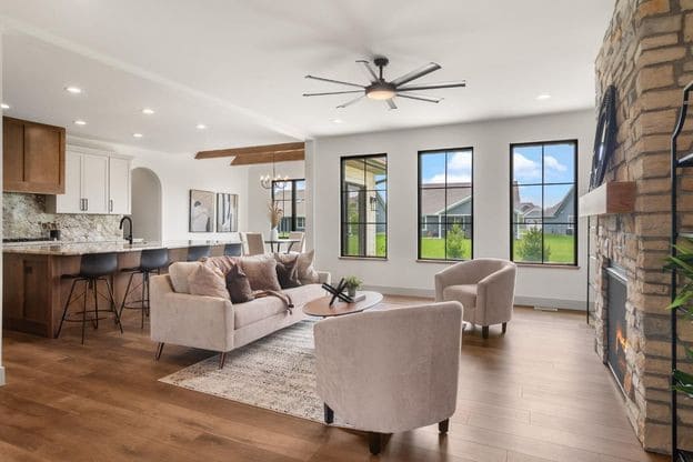 home-design angle of living room and kitchen